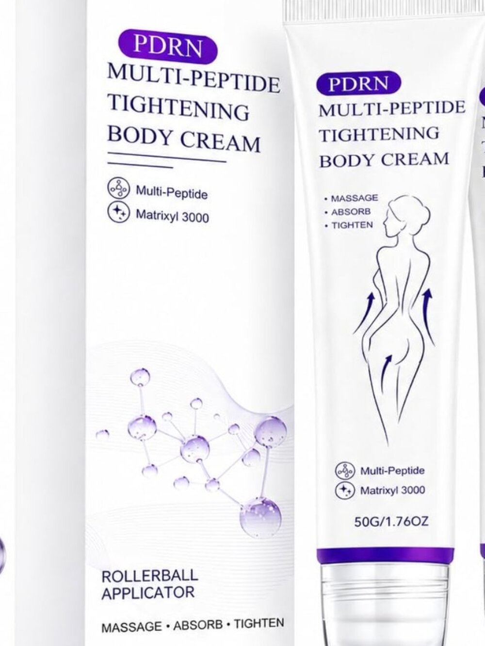 Firming & tightening PDRN body cream with rollerball for neck, thighs, arms